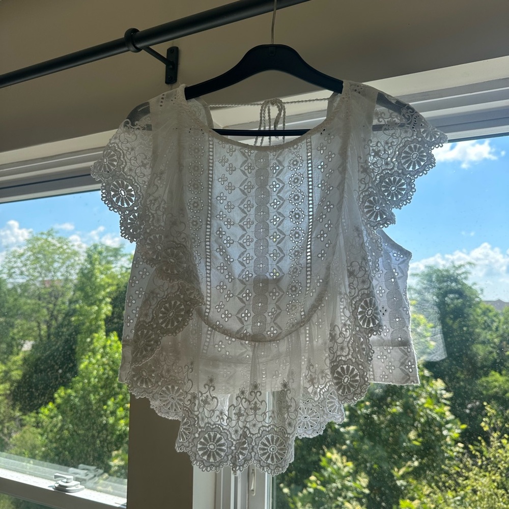 Altar’D State Elegant White Lace Women's Top- XL